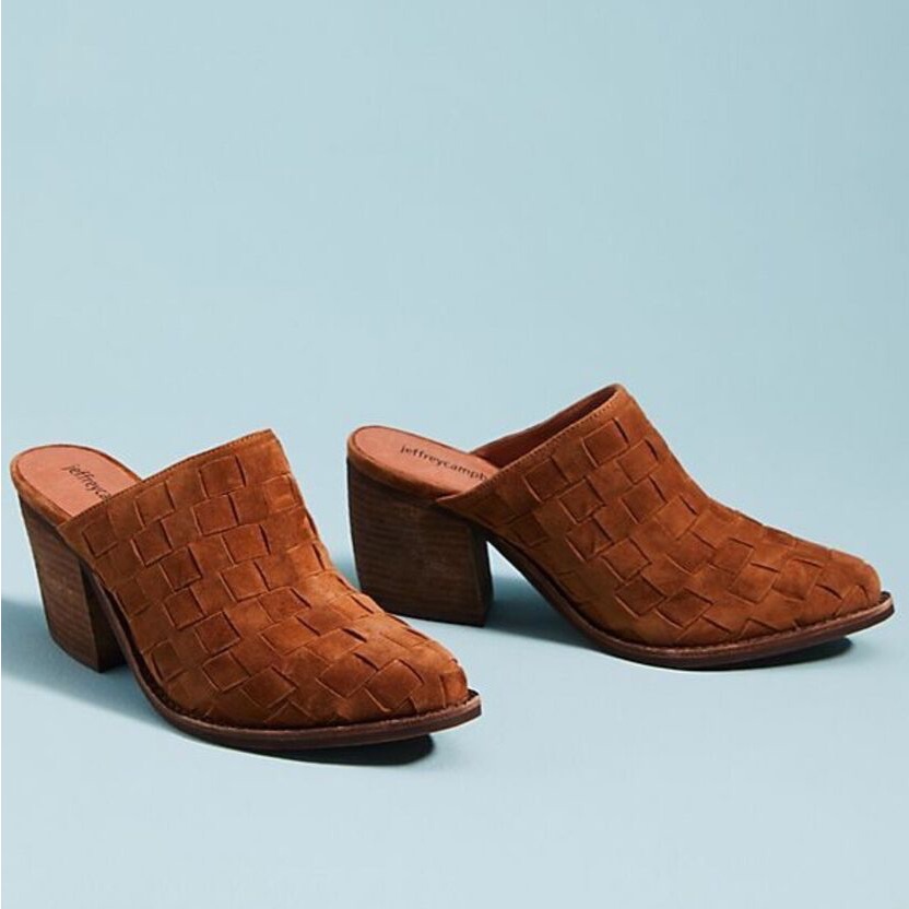 Jeffrey Campbell Favela Basketweave Woven Suede Mules